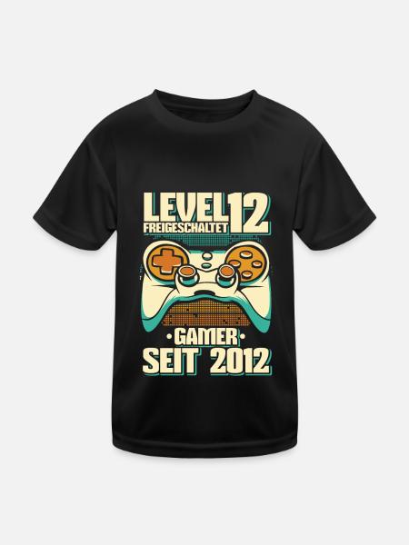 Gaming 12. Geburtstag 12 Jahre Gamer - Kinder Funktions-T-Shirt - Schwarz - Vorne