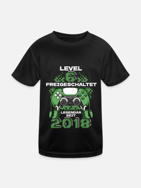 Gaming .6 Geburtstag 6 Jahre Gamer - Kinder Funktions-T-Shirt - Schwarz - Vorne