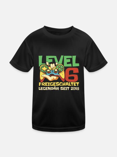 Gaming .6 Geburtstag 6 Jahre Gamer - Kinder Funktions-T-Shirt - Schwarz - Vorne