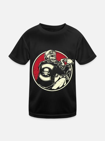 Motorrad Biker Motorbike Skull Motorcycle - Kinder Funktions-T-Shirt - Schwarz - Vorne