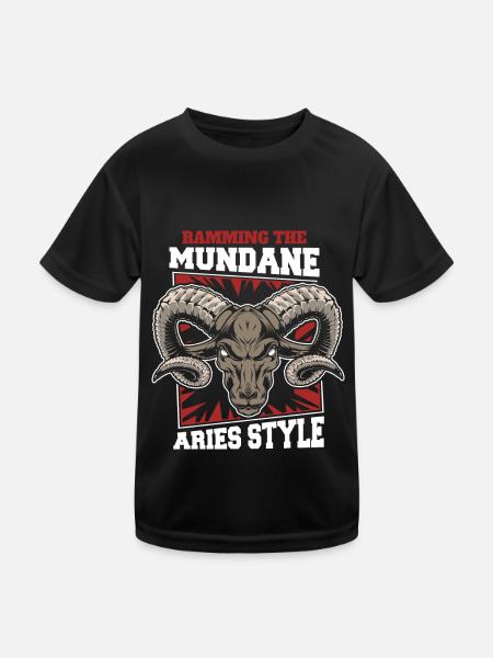 Widder - Kinder Funktions-T-Shirt - Schwarz - Vorne