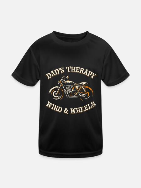Motorrad Biker Motorbike Motorcycle Dad - Kinder Funktions-T-Shirt - Schwarz - Vorne