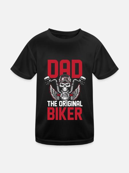 Motorrad Biker Motorbike Motorcycle Dad - Kinder Funktions-T-Shirt - Schwarz - Vorne