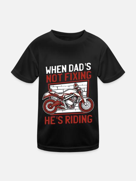 Motorrad Biker Motorbike Motorcycle Dad - Kinder Funktions-T-Shirt - Schwarz - Vorne