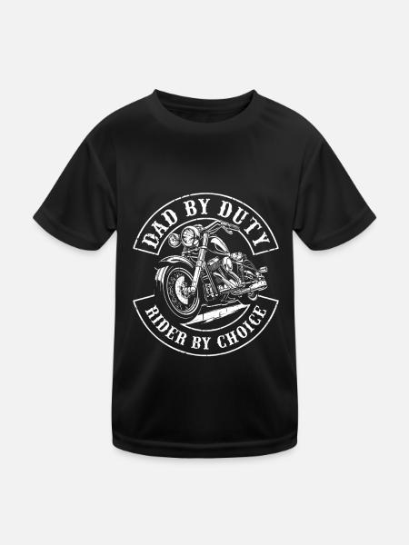 Motorrad Biker Motorbike Motorcycle Dad - Kinder Funktions-T-Shirt - Schwarz - Vorne
