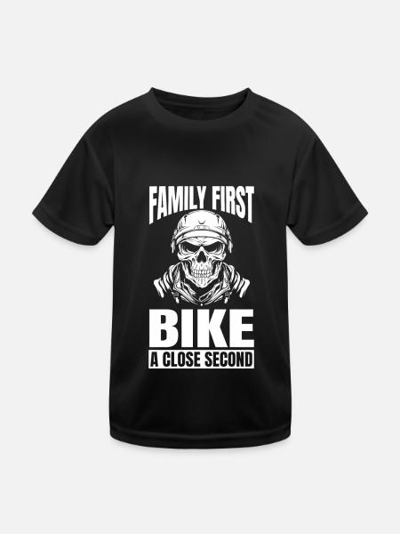 Motorrad Biker Motorbike Motorcycle Dad - Kinder Funktions-T-Shirt - Schwarz - Vorne