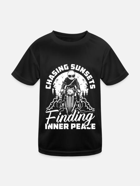 Motorrad Biker Motorbike Motorcycle Therapy - Kinder Funktions-T-Shirt - Schwarz - Vorne