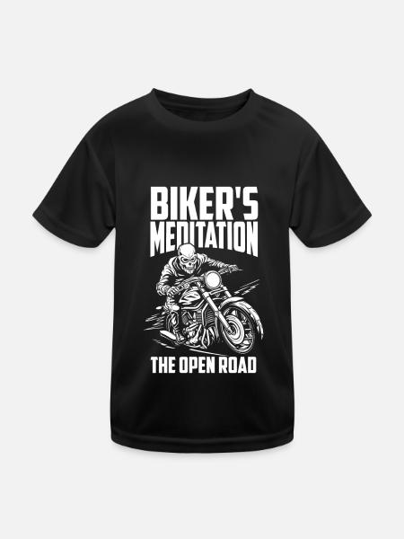 Motorrad Biker Motorbike Motorcycle Therapy - Kinder Funktions-T-Shirt - Schwarz - Vorne