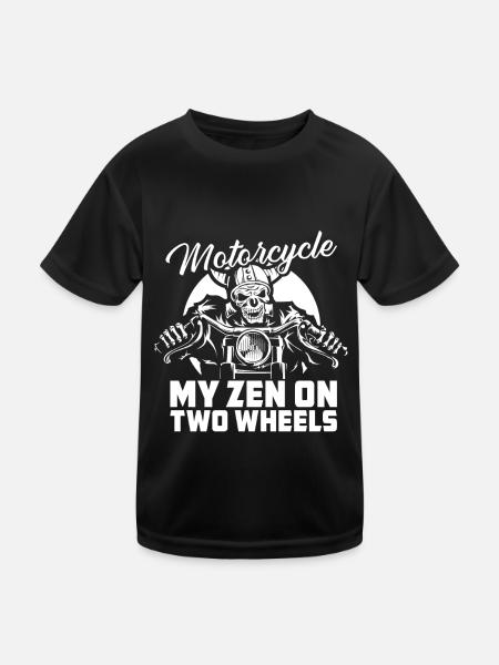 Motorrad Biker Motorbike Motorcycle Therapy - Kinder Funktions-T-Shirt - Schwarz - Vorne
