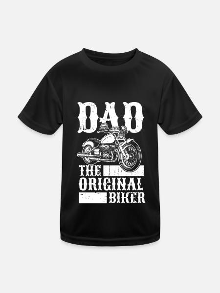 Motorrad Biker Motorbike Motorcycle Dad - Kinder Funktions-T-Shirt - Schwarz - Vorne