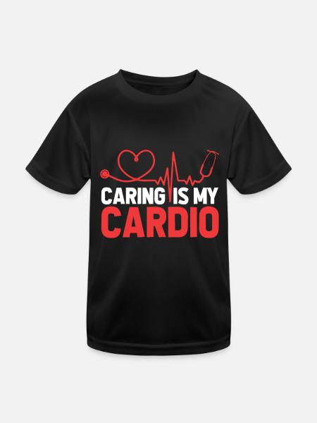Krankenschwester Cardio Herz - Kinder Funktions-T-Shirt - Schwarz - Vorne