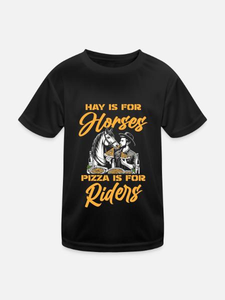 Pizza équestre pour chevaux - T-shirt sport Enfant - noir - Devant