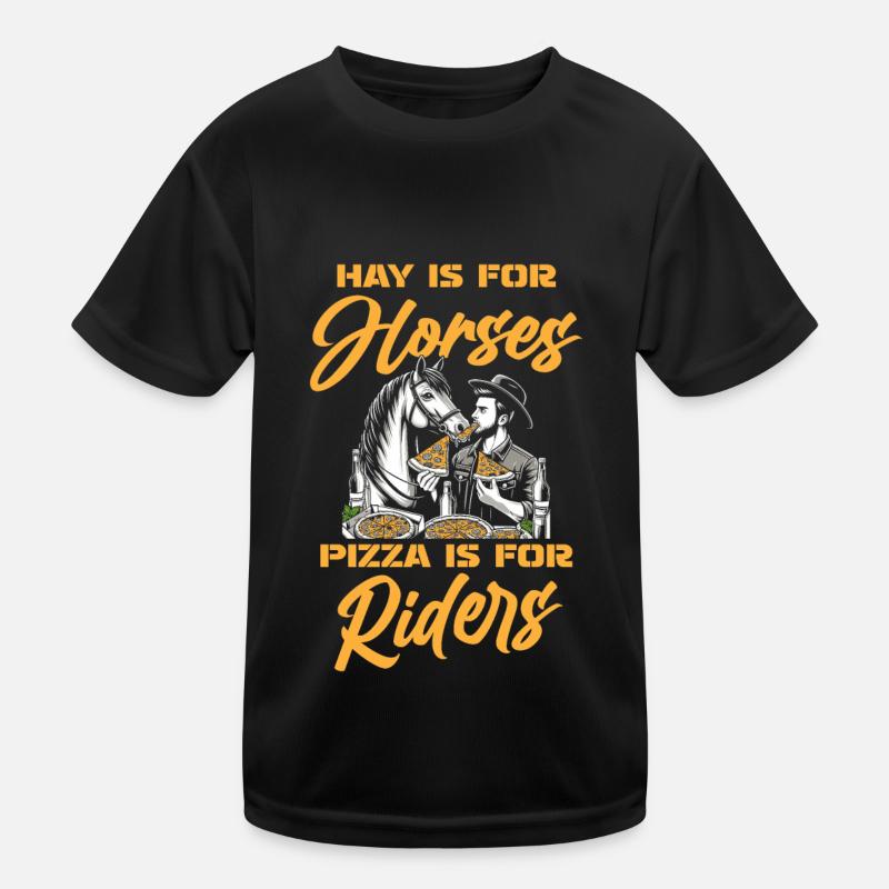 Horse Equestrian Pizza Kids Functional T-Shirt