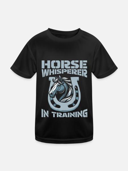 Cheval équestre cheval chuchoteur - T-shirt sport Enfant - noir - Devant