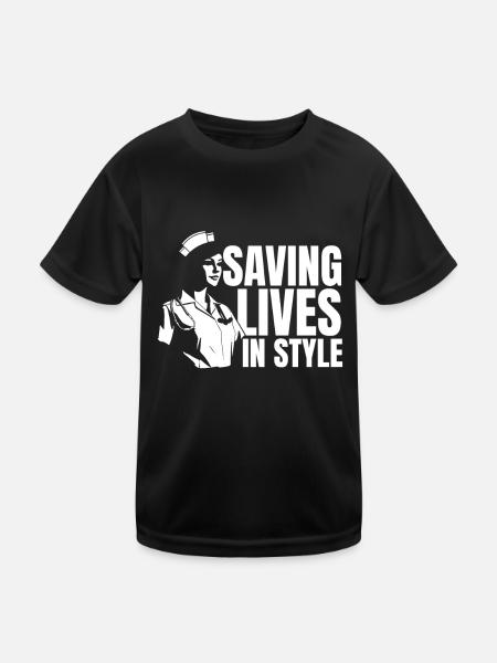Krankenschwester Mode - Kinder Funktions-T-Shirt - Schwarz - Vorne