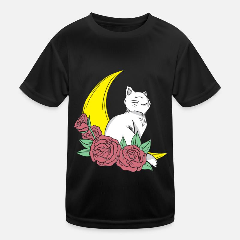 Mond Cottagecore Katze Moon Cat Kids Functional T-Shirt
