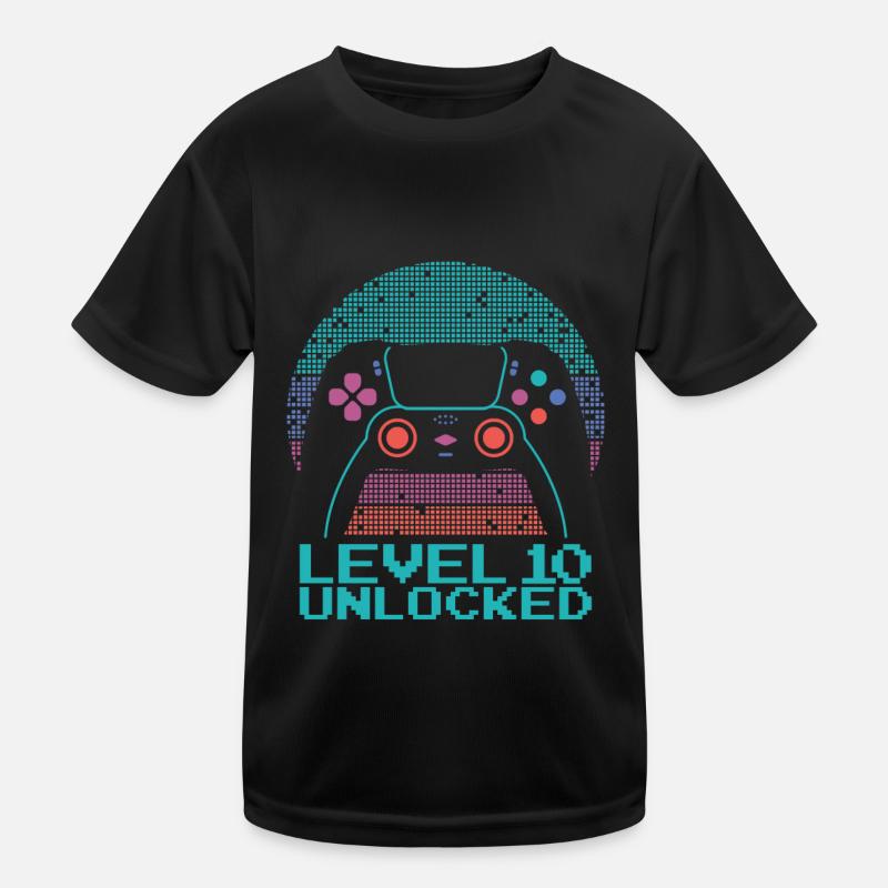 Gamer Gaming Niveau 10 Débloqué T-shirt sport Enfant