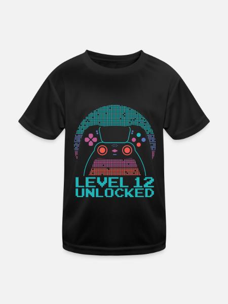 Gamer Gaming Level 12 Unlocked - Kids Functional T-Shirt - black - Front