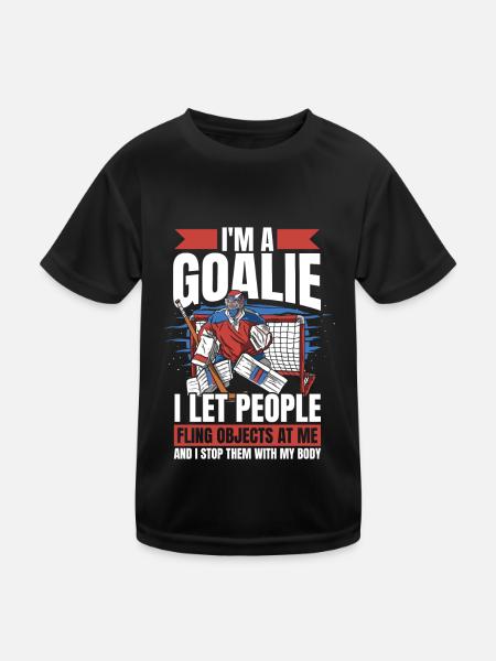 Ice Hockey Goalie Goalkeeper Puck Nothing Scares Me - Kids Functional T-Shirt - black - Front
