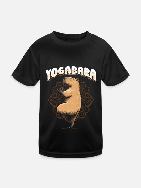 Capybara Wasserschwein Yoga - Kinder Funktions-T-Shirt - Schwarz - Vorne