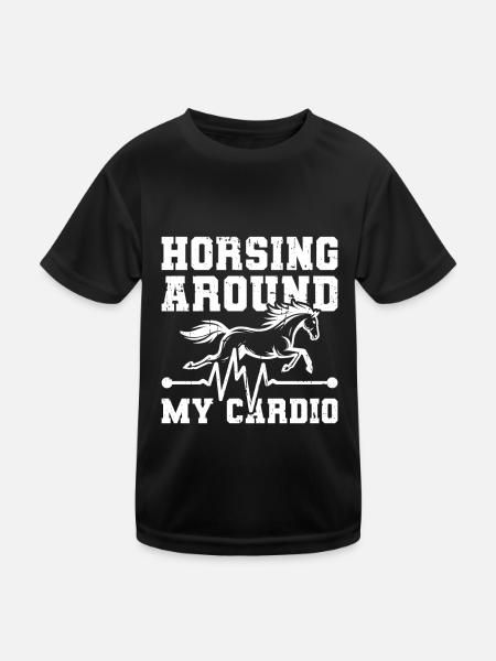 Horse Equestrian Ekg - Kids Functional T-Shirt - black - Front