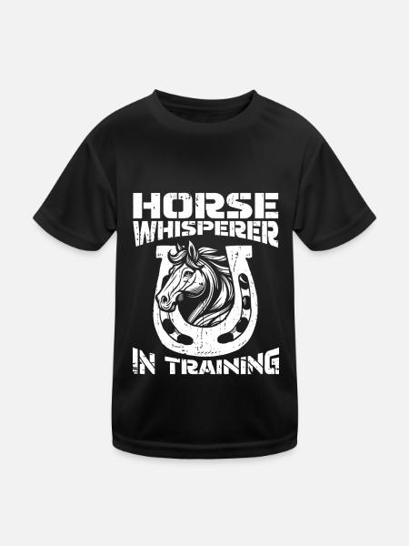 Cheval équestre cheval chuchoteur - T-shirt sport Enfant - noir - Devant