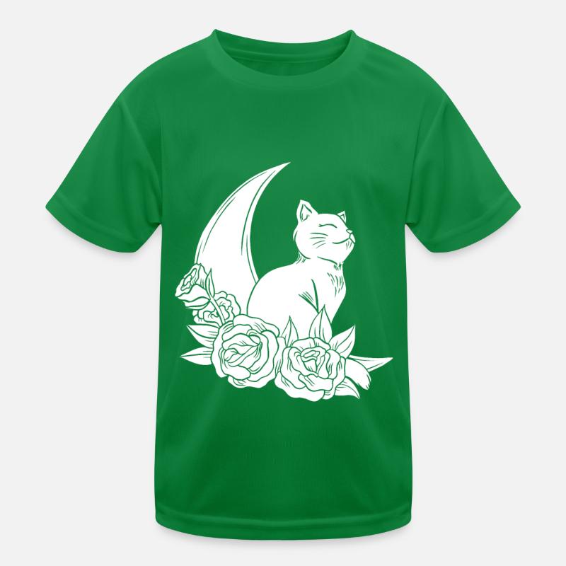 Mond Cottagecore Katze Moon Cat Kinder Funktions-T-Shirt