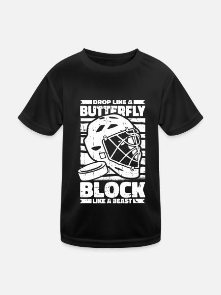 Eishockey Torwart - Kinder Funktions-T-Shirt - Schwarz - Vorne