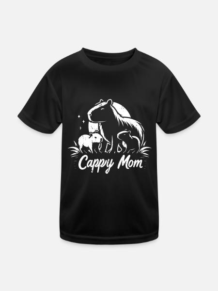 Capybara Wasserschwein Cappy Maman - T-shirt sport Enfant - noir - Devant