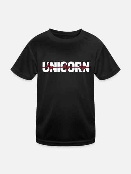 Einhorn Licorne Ekg Rythme cardiaque - T-shirt sport Enfant - noir - Devant
