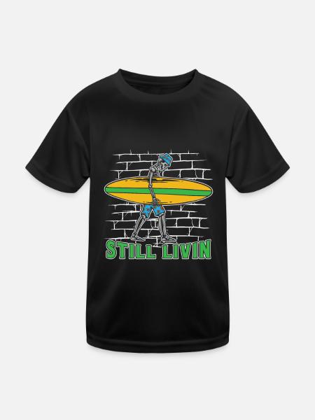 Surfer Surfen - Kinder Funktions-T-Shirt - Schwarz - Vorne