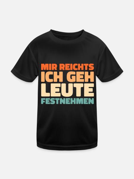 Polizist Polizei - Kinder Funktions-T-Shirt - Schwarz - Vorne