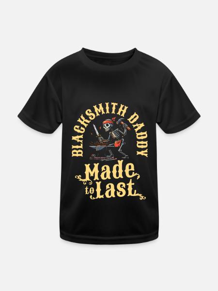 Blacksmith Metalworker Skeleton Fathers Day Dad - Kids Functional T-Shirt - black - Front