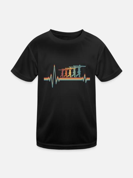 Drechseln Drechsler Ekg Heartbeat - Kinder Funktions-T-Shirt - Schwarz - Vorne