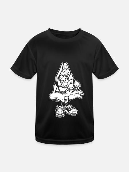 Gamer Gaming Pizza Gaming Controller - Kids Functional T-Shirt - black - Front