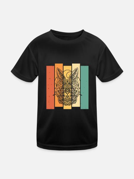 Bunny Rabbit Tribal Moon Phases - Kids Functional T-Shirt - black - Front