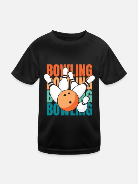 Bowling Bowlen Bowler - Kinder Funktions-T-Shirt - Schwarz - Vorne