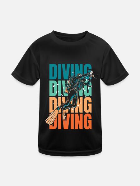 Diving Divers - Kids Functional T-Shirt - black - Front