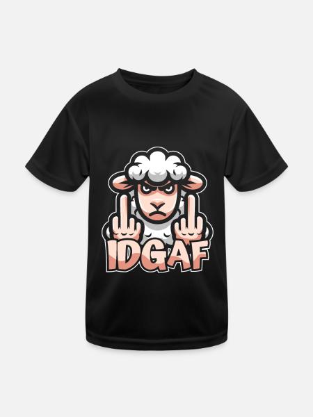 Schaf Es Ist Mir Scheißegal Idgaf - Kinder Funktions-T-Shirt - Schwarz - Vorne