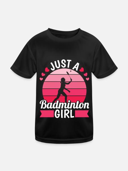 Badminton Shuttlecock Just A Badminton Girl - Kids Functional T-Shirt - black - Front