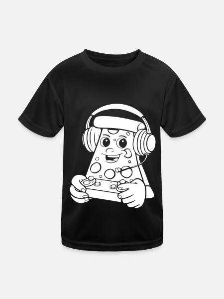 Gamer Gaming Pizza Gaming Controller - Kids Functional T-Shirt - black - Front