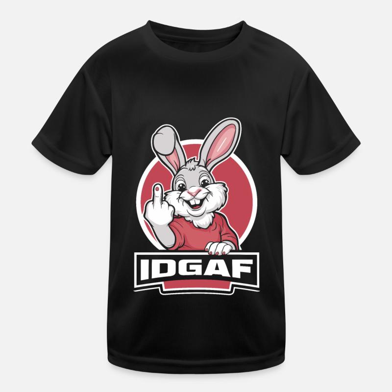 Rabbit Idgaf - Kids Functional T-Shirt - black