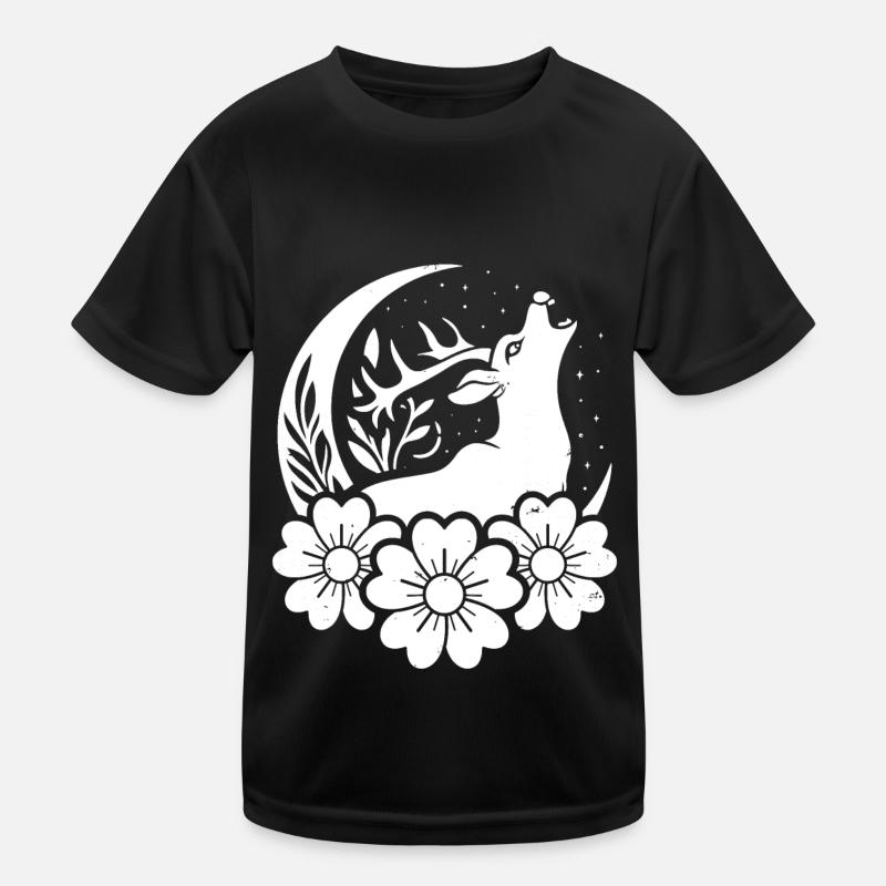 Deer Wild Floral Moon Kids Functional T-Shirt