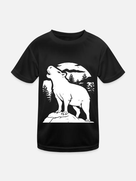 Capybara Wasserschwein Moon Howling - Kinder Funktions-T-Shirt - Schwarz - Vorne