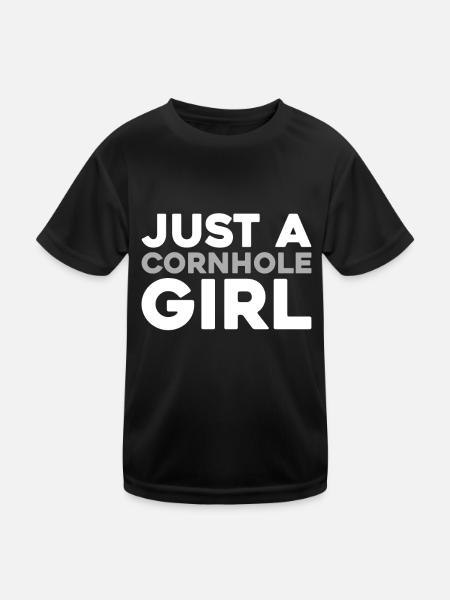 Cornhole Blind Hole Game Just A Cornhole Girl - Kids Functional T-Shirt - black - Front