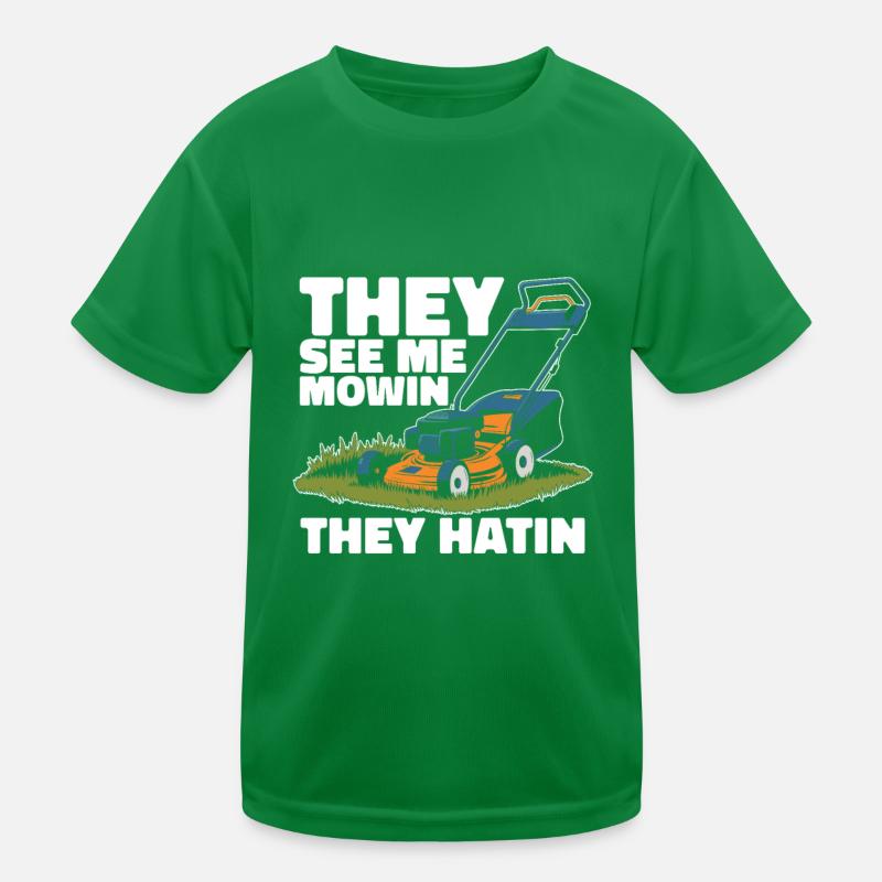 Lawn mower mowing Kids Functional T-Shirt