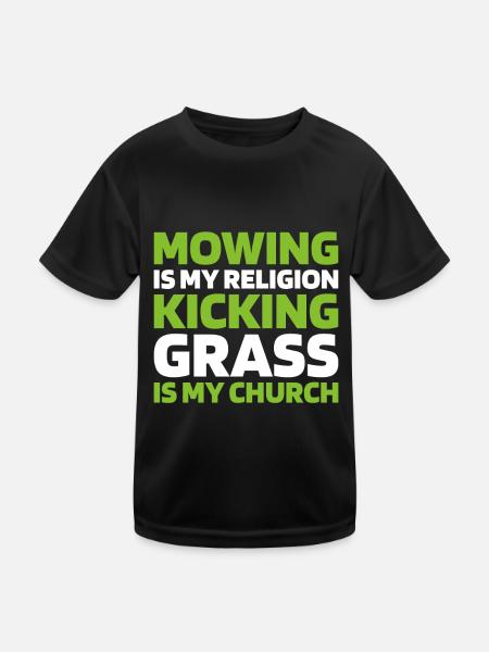 Lawn mower mowing - Kids Functional T-Shirt - black - Front