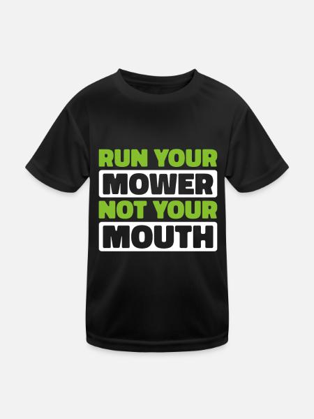 Lawn mower mowing - Kids Functional T-Shirt - black - Front