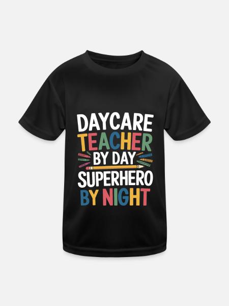 Erzieherin Kindergärtnerin Tagesmutter - Kinder Funktions-T-Shirt - Schwarz - Vorne