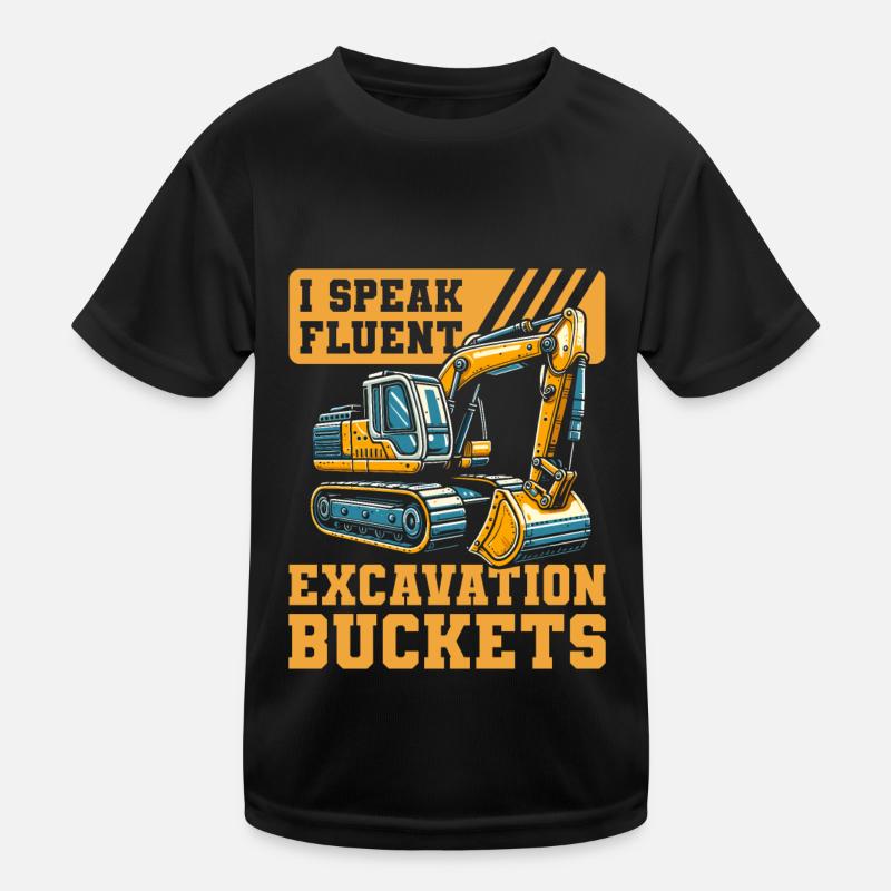 Excavator Operator Kids Functional T-Shirt